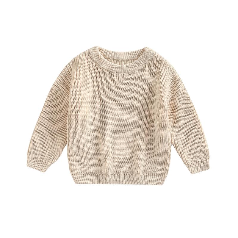 Product Introduction of Toddler Baby Round Neck Sweaters, Long Sleeve Solid Color Loose Knitted Pullovers 66