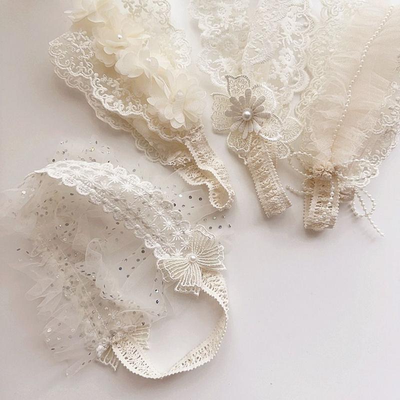 Product Introduction of Lovely Bowknot Lace Baby Headband Korean Style Turban Infant Hairband Flower Headdress Elastic Hair Hoop Photography Props 11