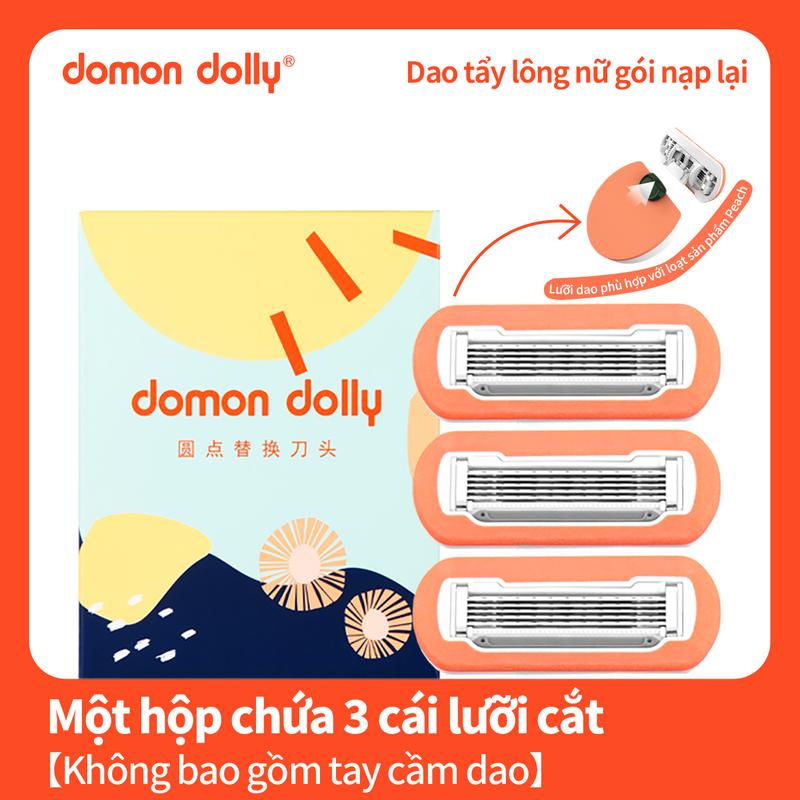 3 lưỡi cạo thay thế Dao tẩy lông nữ gói nạp lại domon dolly(Bộ sưu tập Peach) Lưỡi dao cạo an toàn thép chống rỉ Cạo Râu Waxing