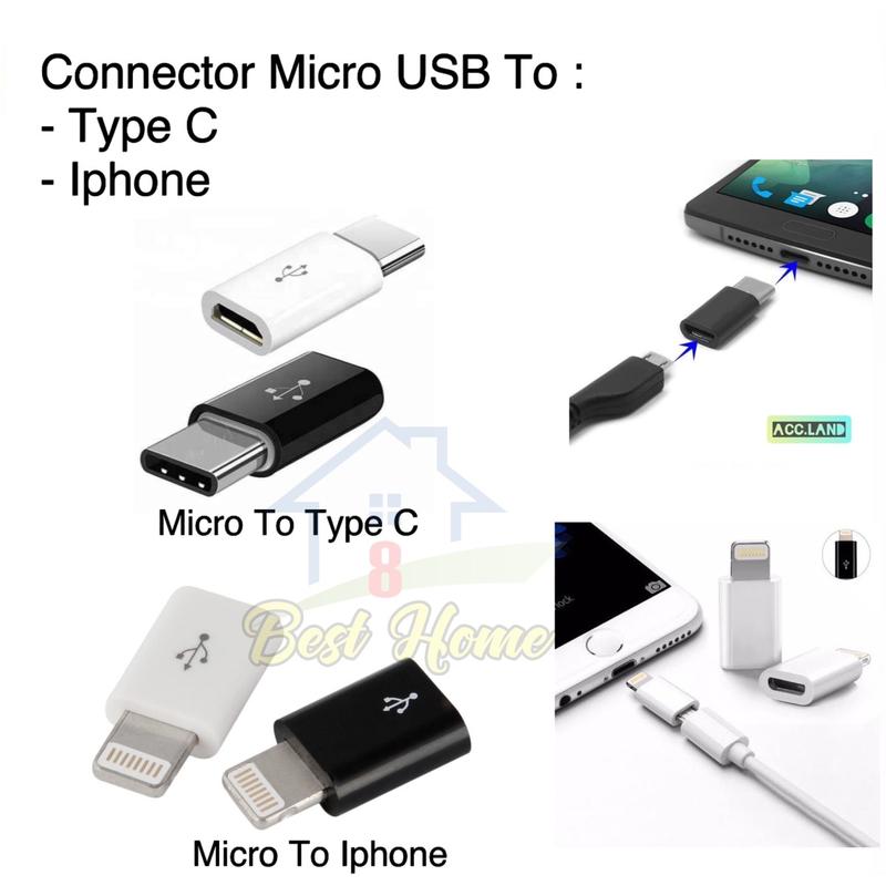 Connector Converter Micro USB To Type C dan Lightning 0
