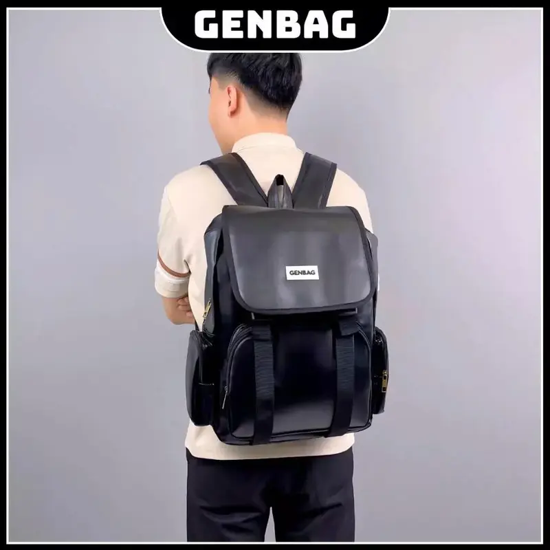 Balo da Pu mịn nắp gập 5 ngăn chống sốc đựng vừa lap 15.8icnh cực sang trọng phong cách Hàn Quốc. Nam Đeo Vai Bag 2