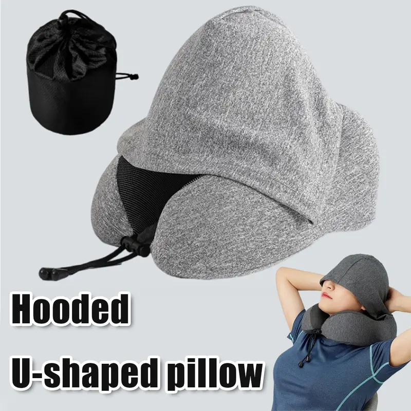 Neck pillow Bantal Leher Dewasa Bantal Leher Mobil Foldable U-Hooded Kupluk Bantal Leher Dewasa 2in1 0