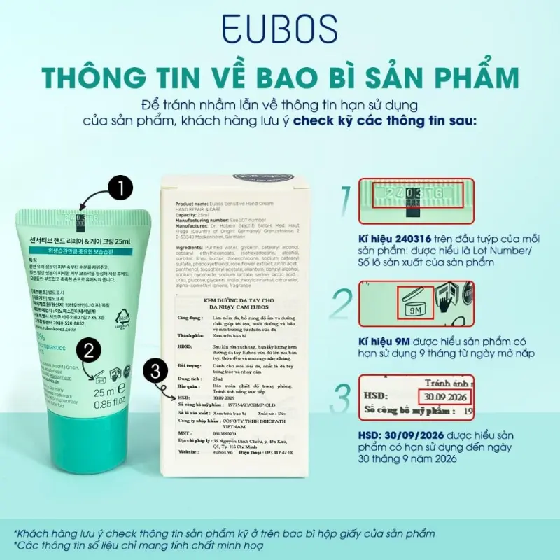 Kem Dưỡng Da Tay EUBOS Giúp Mềm Mịn, Dưỡng Ẩm Chuyên Sâu 24h An Toàn Cho Da Nhạy Cảm Làm Đẹp Da Nữ 3