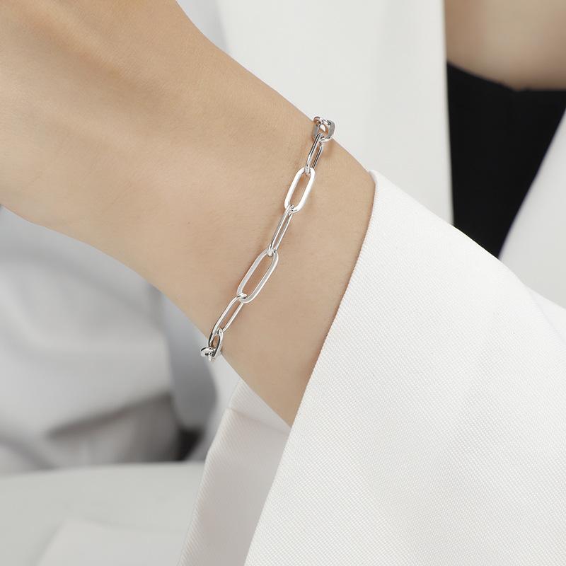 Lắc tay titan nữ kiểu mắt xích thời trang màu trắng màu vàng 3 mm 4 mm không đen gỉ