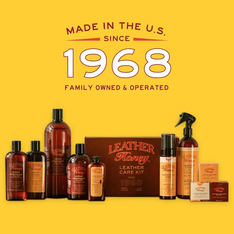 Complete Leather Care Kit Including Leather Conditioner (8 oz), Leather Cleaner (8 oz) and Two Applicator Cloths for use on Leather Apparel, Furniture, Auto Interiors, Shoes, Bags 4