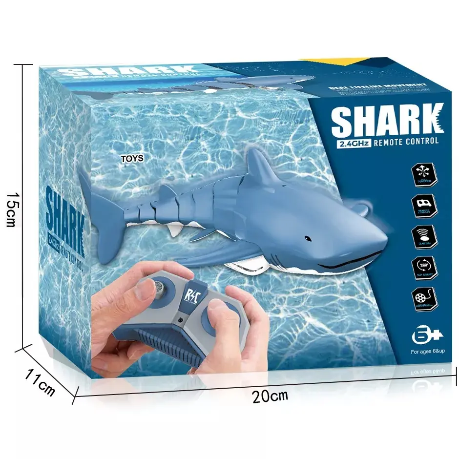 ( FREE KERTAS KADO ) MAINAN RC WHALE SHARK SWIMMING REMOT ROBOT IKAN HIU BERENANG DIAIR 2.4GHz  PRANK TOYS