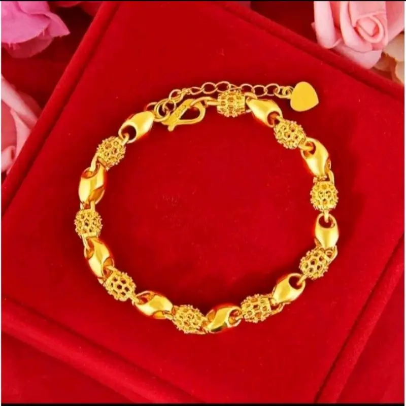 perhiasan wanita gelang tangan Hongkong titanium lapis emas import Anti karat