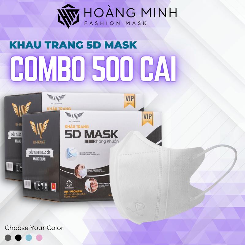   Thùng 500 cái  Khẩu trang 5D Mask Hoàng Minh kháng khuẩn 