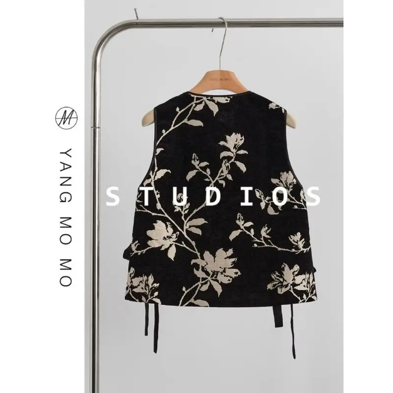 Áo Vest Jacquard Thiền, Phong Cách Trung Quốc Mới, Cao Cấp, Cổ Điển, Thiết Kế Độc Đáo, Thời Trang, Thanh Lịch, Có Thắt Lưng, Dành Cho Nữ 4