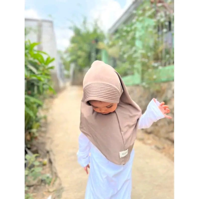 HIJAB BERGO ANAK 1-5 TAHUN BAHAN JERSEY BALON JILBAB ANAK SIMPLE INSTAN Muslim Kerudung 4