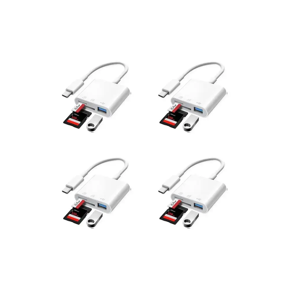3 In 1 USB C Adapter, 4 Counts Portable USB/SD Card/TF Card to Type C Adapter, Multifunctional Universal USB Hubs & Card Readers