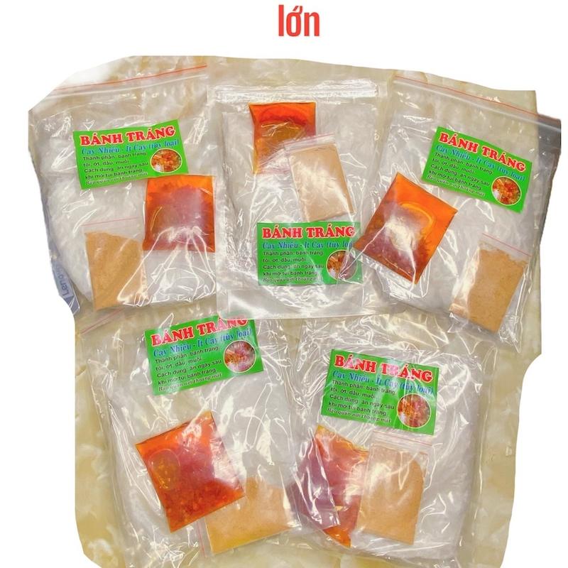 Combo 5 Túi Bánh Tráng To Sate Cay Thơm Muối Nhuyễn Cay Khô Ăn Vặt