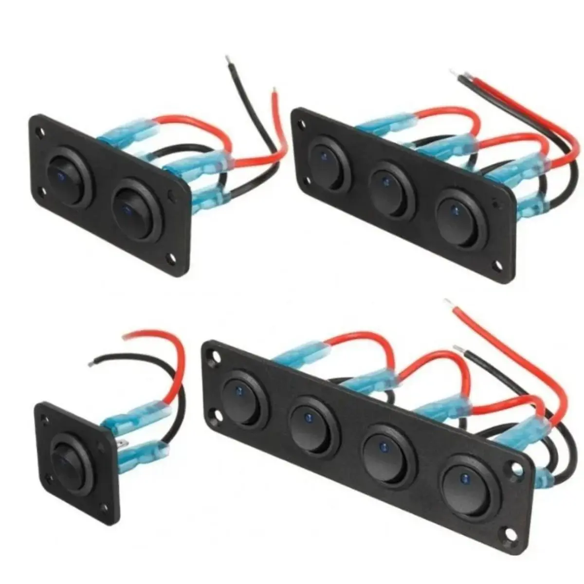 12V Universal Toggle & Rocker Switch Panel with 1-4 Gangs, USB Ports, Blue LED Styling - Perfect for Cars, Boats, Marines, RVs, and Trucks