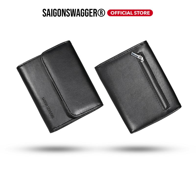 Ví Ngắn Nam, Nữ Nắp Nút Da Cao Cấp SAIGON SWAGGER SGS Anthem Leather Short Flap Wallet