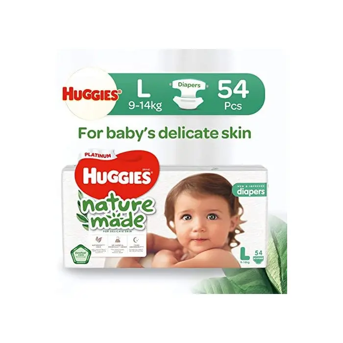 Bỉm/tã dán/quần Huggies Platinum Nature Made Size NB60/S82/M64/L54/XL44/XXL26 3