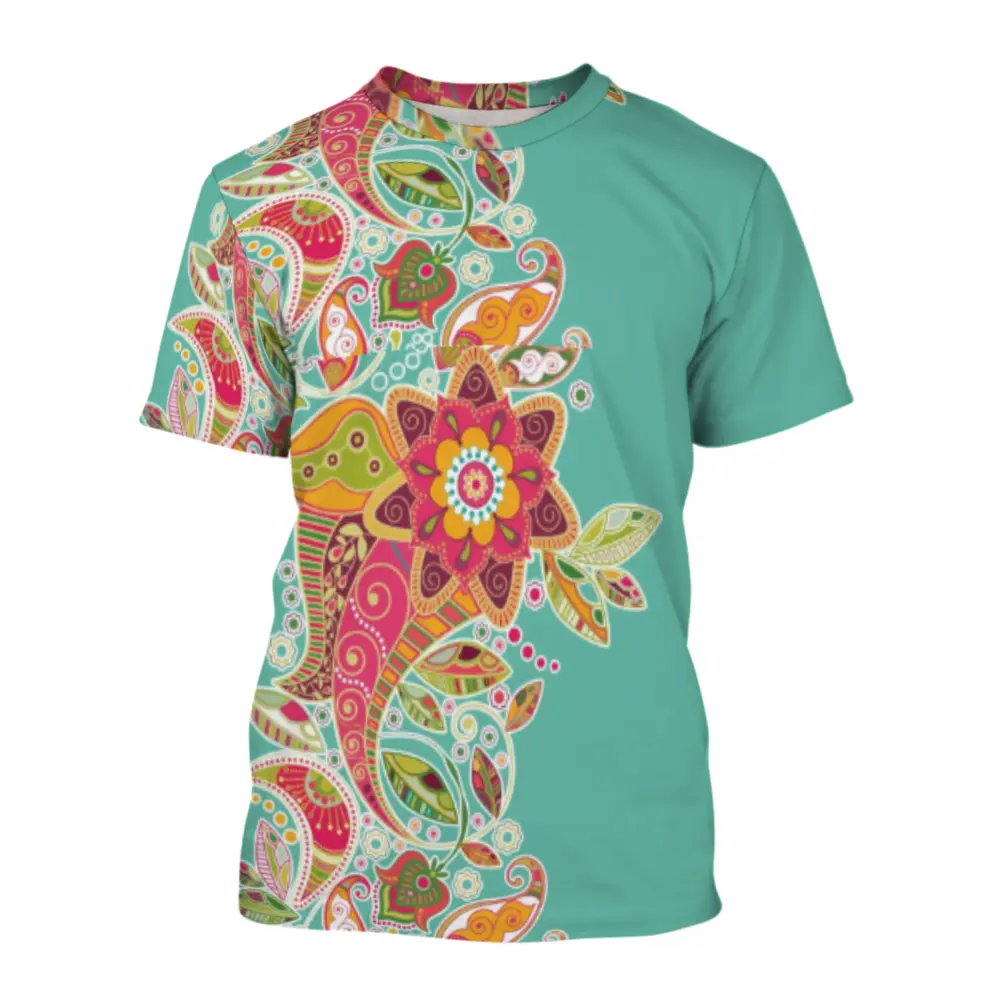 New Summer Design with Women's Floral Print Casual T-shirt Niche Breathable Comfortable Round Neck T-shirt 3D Printed Casual Fashion Top