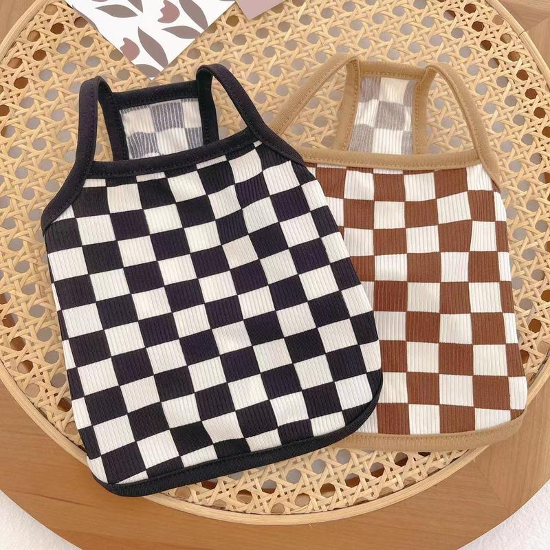 Product Introduction of baju raya kucing real dog shoes bajulebarankucingcore cat gogglesPet Clothes for Dogs and Cats Spring Summer Checkered Home Strap Vest Teddy Bichon Sun Protection Breathable Cool Shirt 3