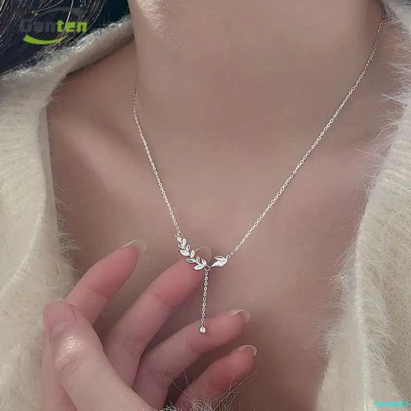erouse23 ️Ganten️Vòng cổ Thiết kế ngọt ngào Vòng cổ tua rua lá dành cho nữ