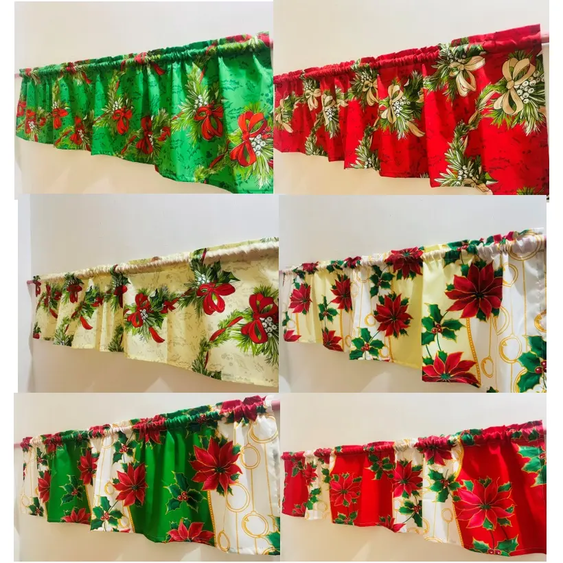 Christmas Theme/Affordable Printed Geena Valance Curtain 15*58 inches