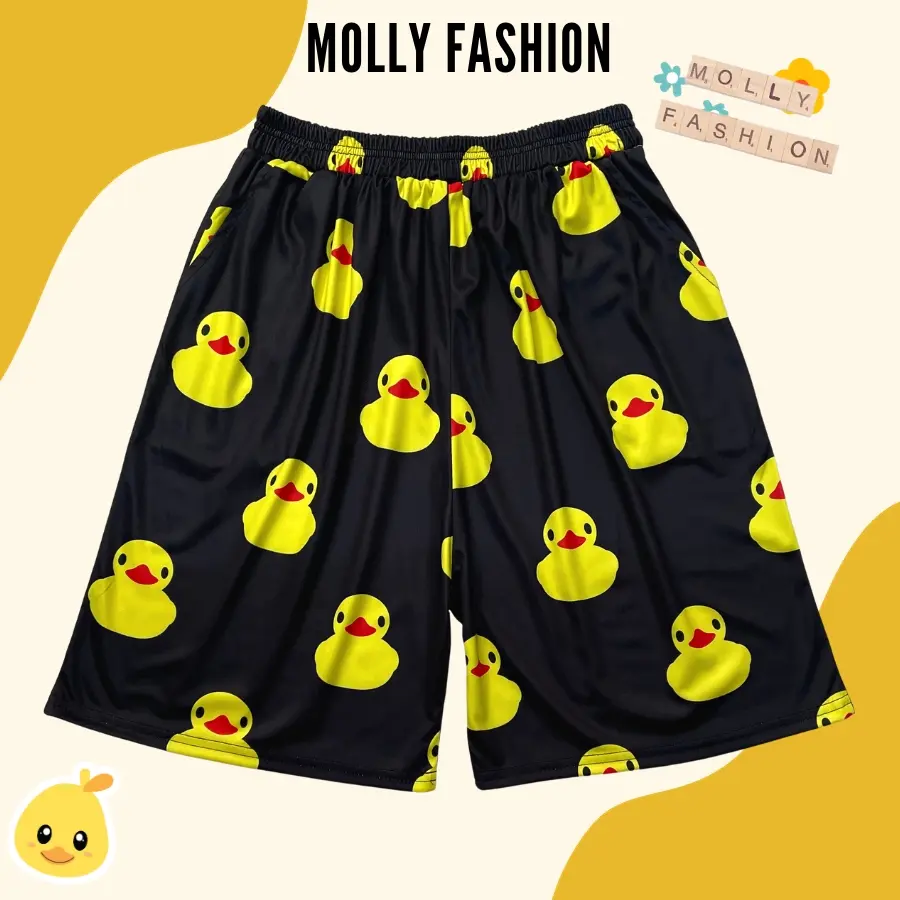 Quần Short hoạt hình Unisex VỊT VÀNG dành cho nam nữ mặc nhà Freesize 38-80kg Molly Fashion