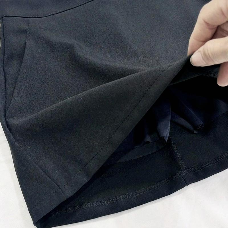 Product Introduction of Chân váy nữ chữ A vải tuyết mưa mềm kèm lót quần bên trong, Women Màu Đen Kem Nhung Voan Voi quần  váy  nữ  ngắn 16
