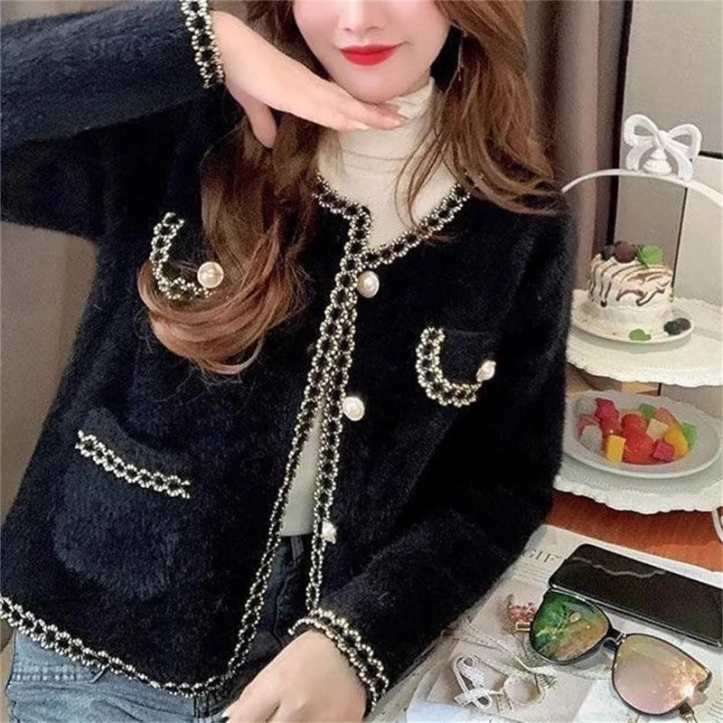Áo Khoác Len Lông Chồn Cashmere, Áo Cardigan Len Ngắn Cho Nữ, Nhỏ Thanh Lịch Và Phong Cách, Thích Hợp Cho Mùa Xuân Và Mùa Thu, Thời Trang Nhật Bản Và Hàn Quốc, Thời Trang, Năm 2025 0