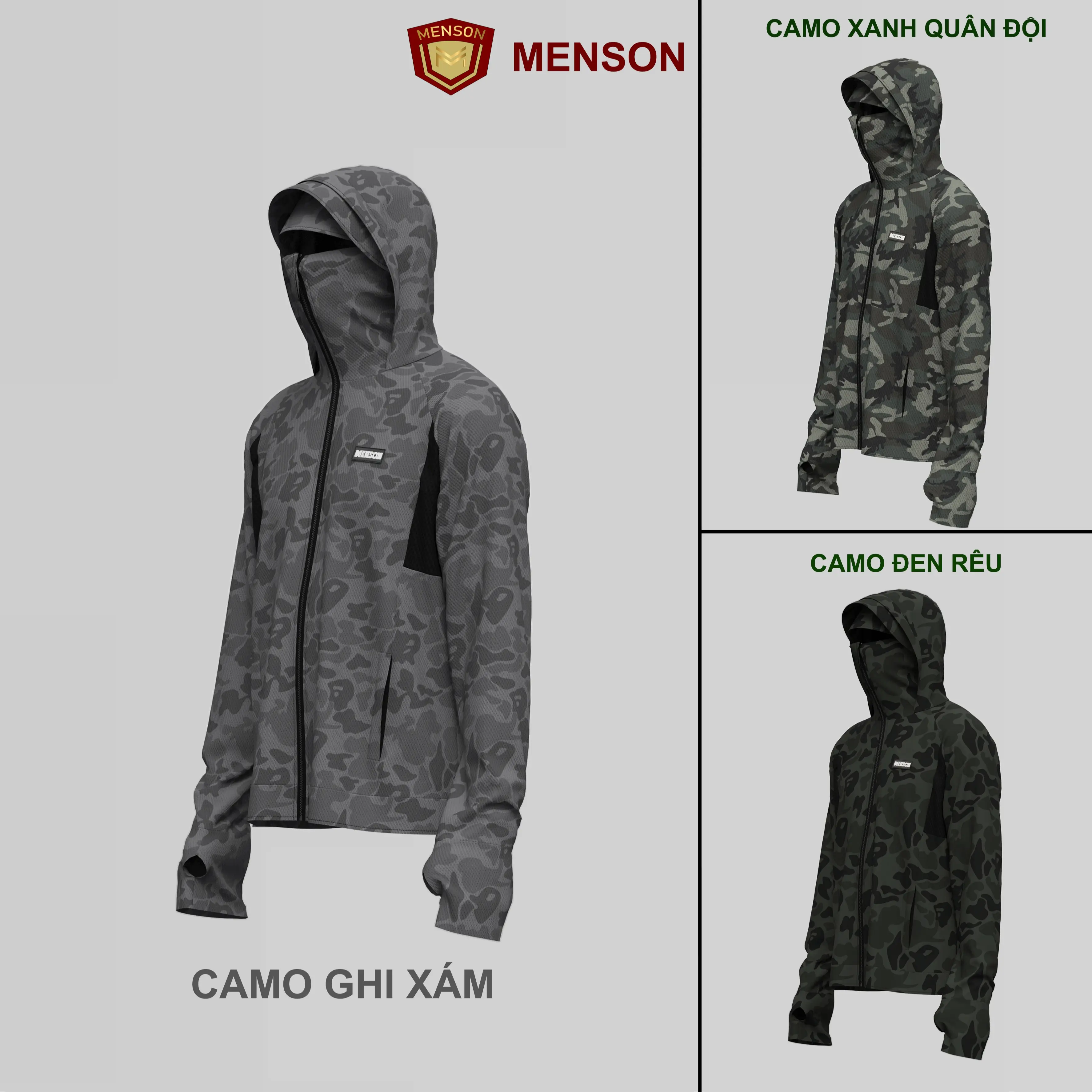 Áo Chống Nắng Họa Tiết Camo Hoa Văn 2 Lớp MENSON - Đầy Đủ Tiện Nghi Thoáng Mát , chống nắng , chống tia uv ,lót thông hơi, có che chán ,Họa tiết camo thời trang
