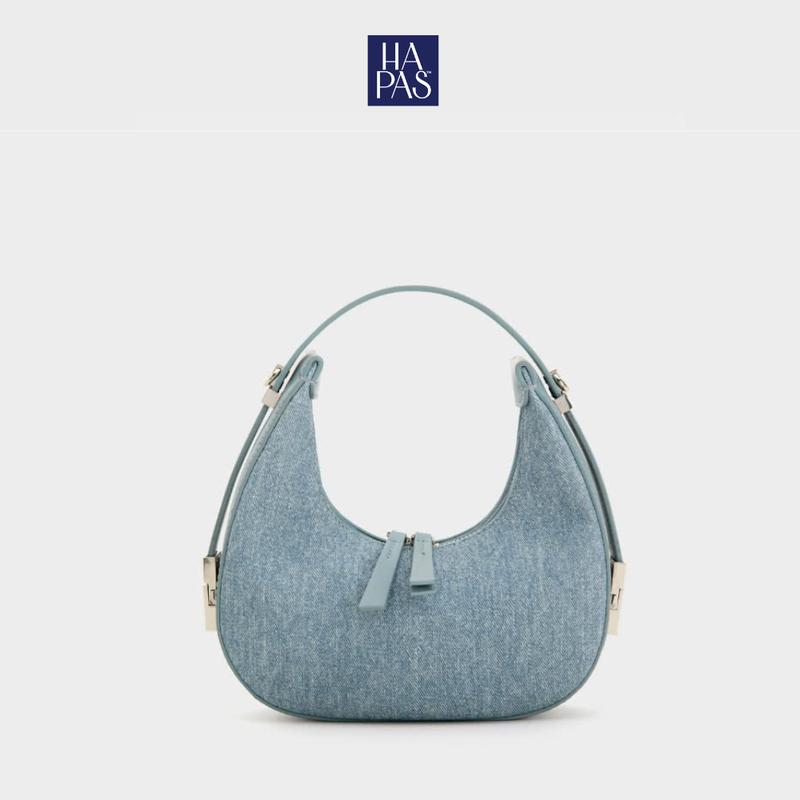 Túi Xách Nữ HAPAS Hobo Đáy Tròn Size 22 màu Jean - TDV221019 - Jean Bag Chain Lady Da Đeo Chéo  Đeo Vai Sang Trọng Chính Hãng