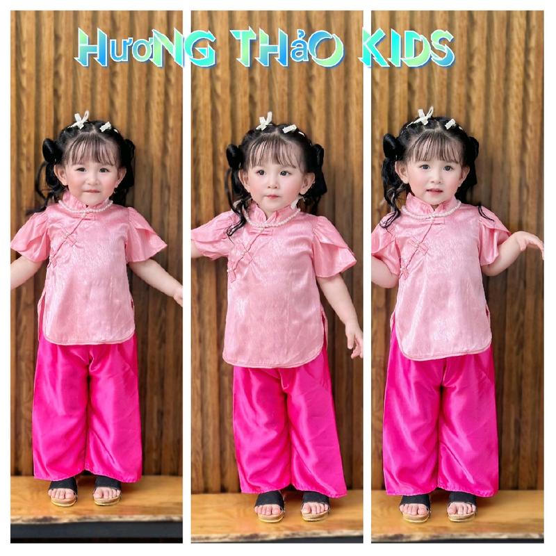 (BBCT03)-Bộ áo bà ba gấm tay bèo cánh tiên đính ngọc + quần dài ống suông vải lụa bóng (mua 2b tặng 1 vòng cổ)