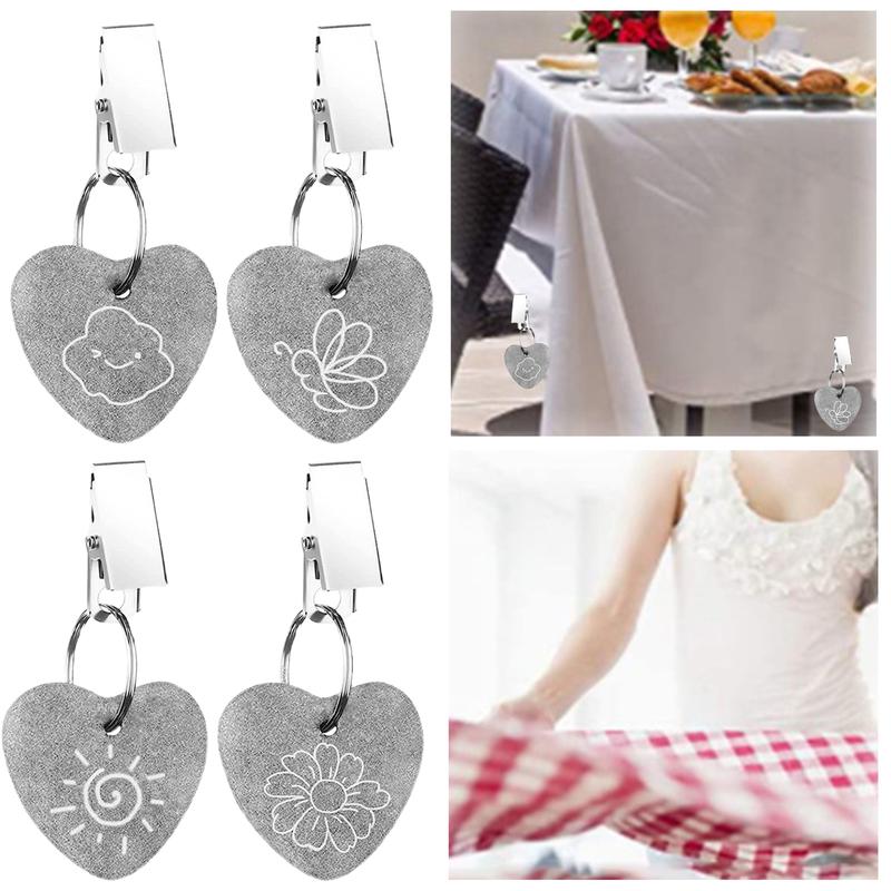8Pcs/Set Clip Tablecloth Weight Heavy Duty Marble Windproof Flower Sun Cloud Butterflies Keychain Curtain Dining Table Cover Pendant Home Supplies 6