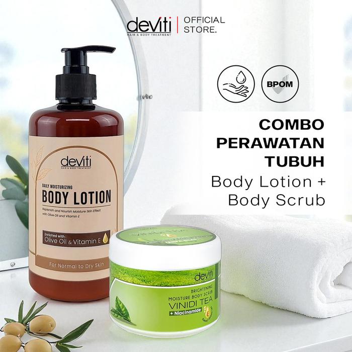 Gambar deviti Combo Perawatan Tubuh Body Scrub Vinidi Tea 250 GR & Body Lotion Dry Skin 500 GR BPOM dari Deviti Kota Administrasi Jakarta Barat Tokopedia
