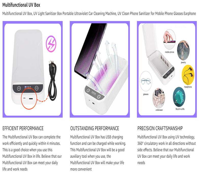 Product Introduction of Portable Multifunctional UV Sterilizer Box One touch for Disinfection Smart Phone/Mask/Microblading Accessory/Nail Tool/Jewelry, Smart UV Sterilise 2