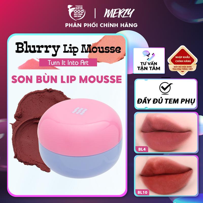 [NEW] Son Kem Bùn Kiêm Má Hồng Trang Điểm Dạng Hũ Merzy Blurry Lip Mousse 6g Mỹ Phẩm Cosmetic