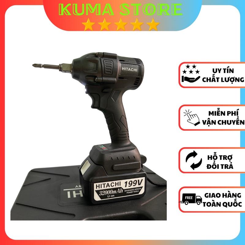 Máy siết bulong, bắn vít  Hitachii bộ 2 pin lõi đồng KHÔNG PHỤ KIỆN 3