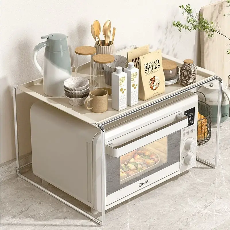 Kitchen Microwave Oven Electric Oven Multi-Functional Countertop Storage Rack Household Ins Style Stainless Steel Oven Stand