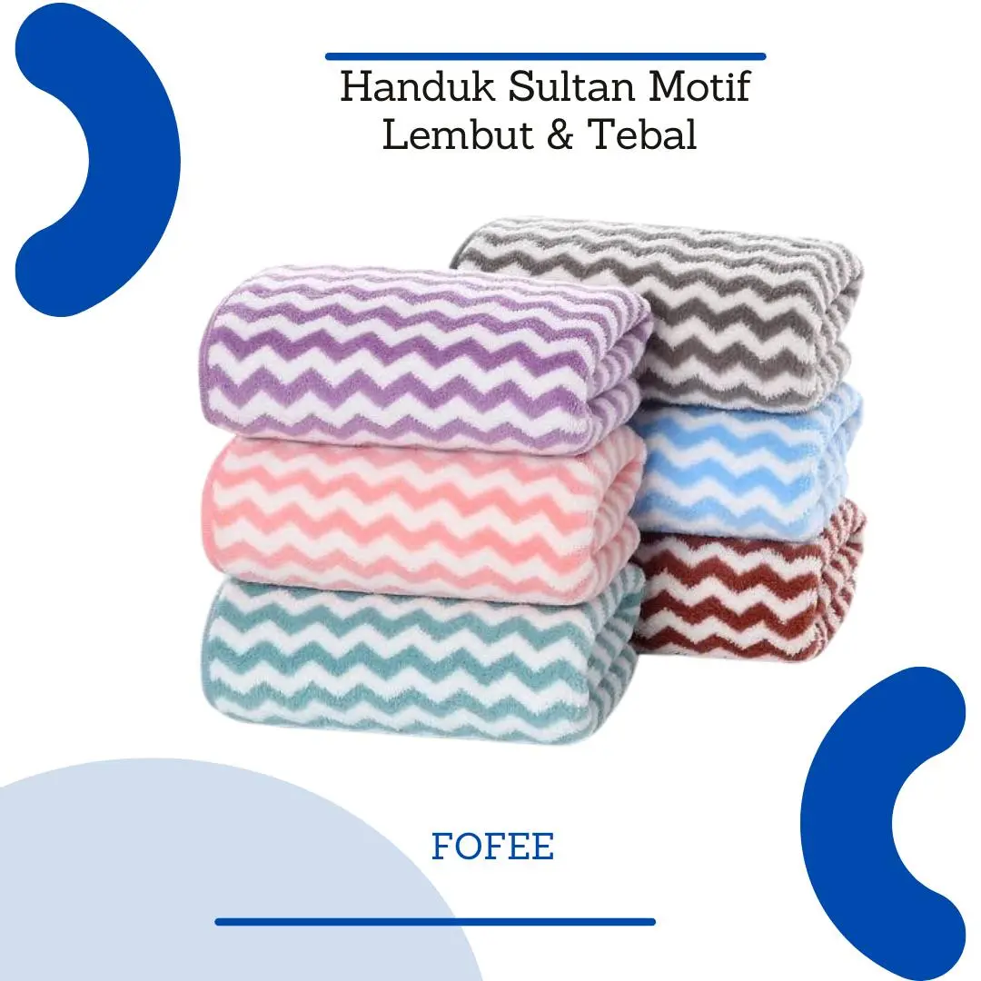 H15 Handuk Mandi Dewasa Motif Zig Zag Salur Kotak 70x140cm