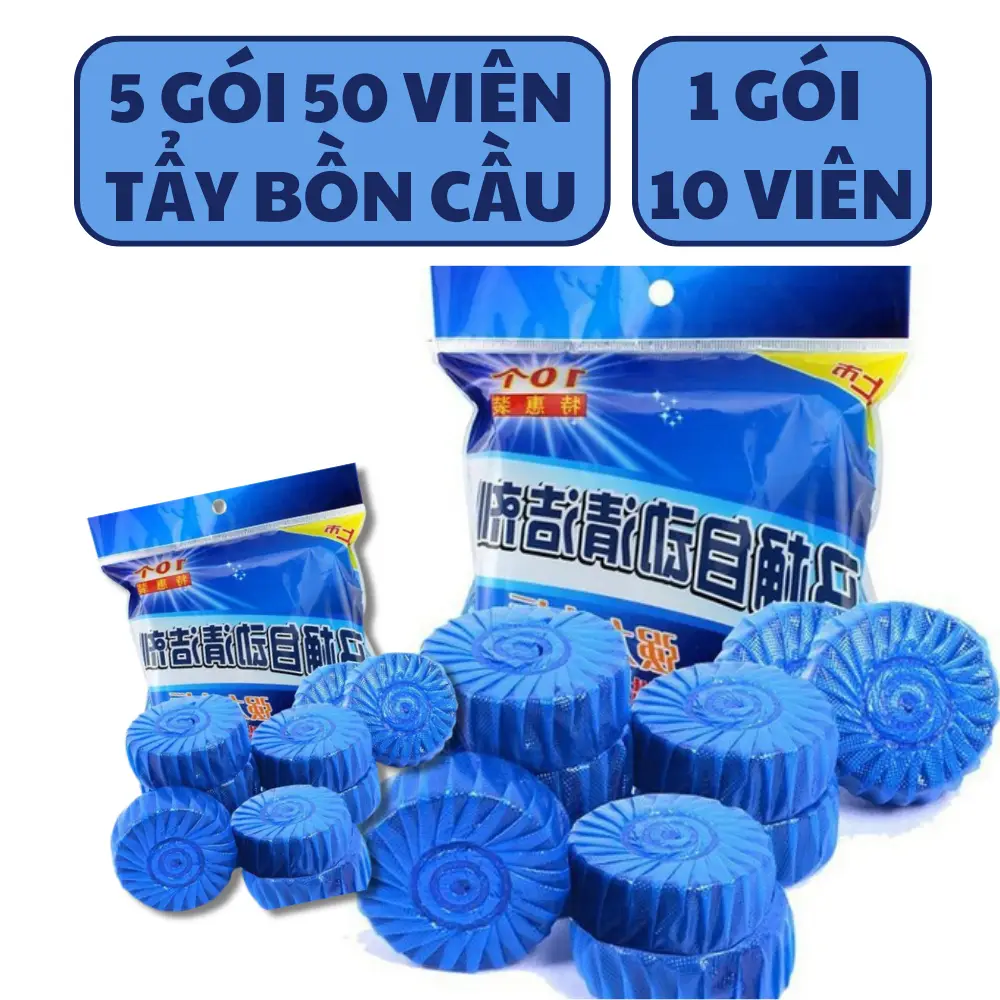COMBO 5 Túi 50 Viên Tẩy Bồn Cầu, Viên Thả Bồn Cầu Giúp Bồn Cầu Sạch Sẽ Thơm Mát Hơn, Làm Sạch Hơn