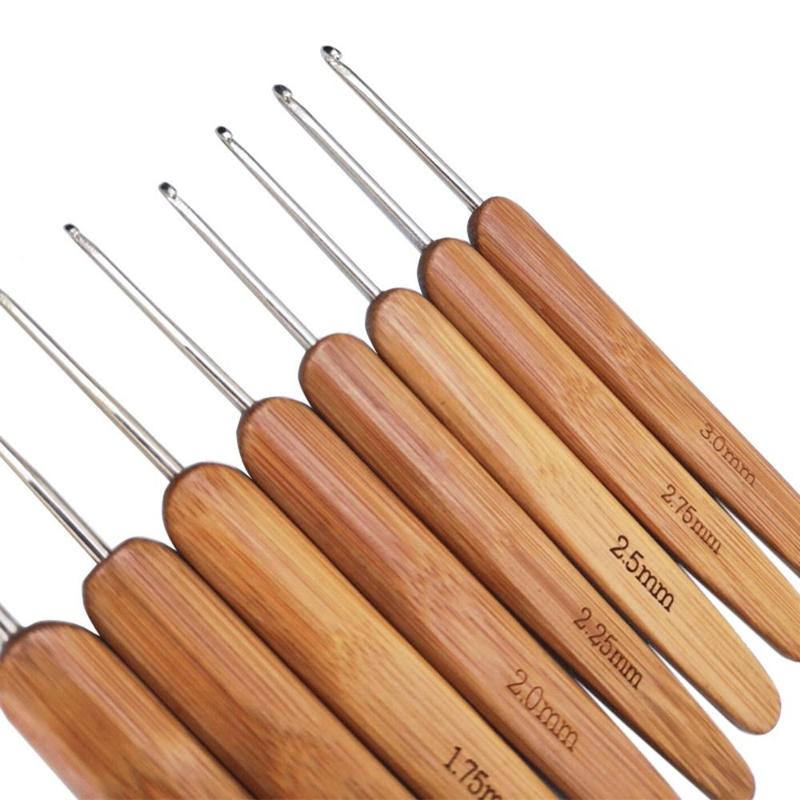 Product Introduction of New Bamboo Wooden Crochet Hooks Small Size Long Knitting Needles Yarn Weave Tool Sweater 13
