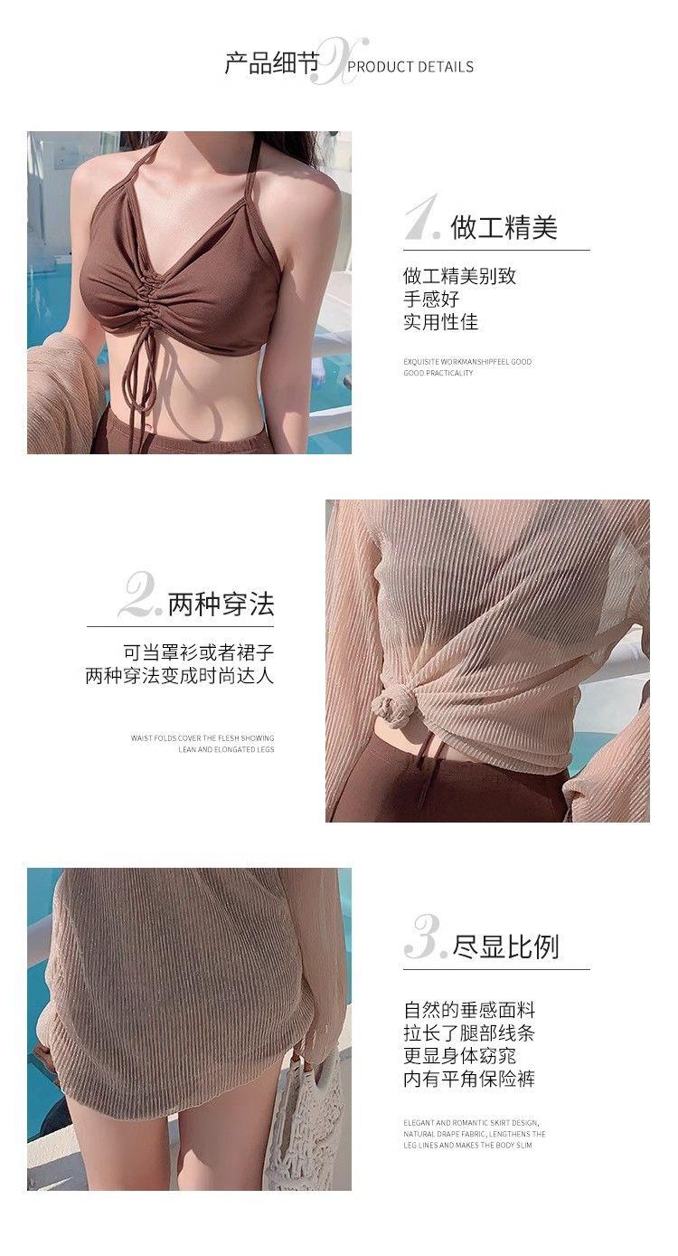 Product Introduction of Bộ đồ bơi hai món cho nữ Bộ ba món thời trang đi nghỉ mới mùa hè Bộ đồ bơi mùa xuân nước nóng gợi cảm dài tay ôm sát tôn dáng bảo thủ 11