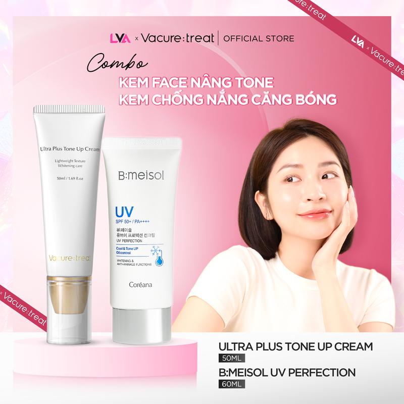 (Tặng nước tẩy trang Amiva) Bộ Đôi KEM CHỐNG NẮNG B:MEISOL + KEM FACE NÂNG TÔNG VACURE:TREAT- Bảo Vệ Da, Cung Cấp Độ Ẩm, Trang Điểm Tự Nhiên - Skincare, Làm Đẹp Da, Suncream Son