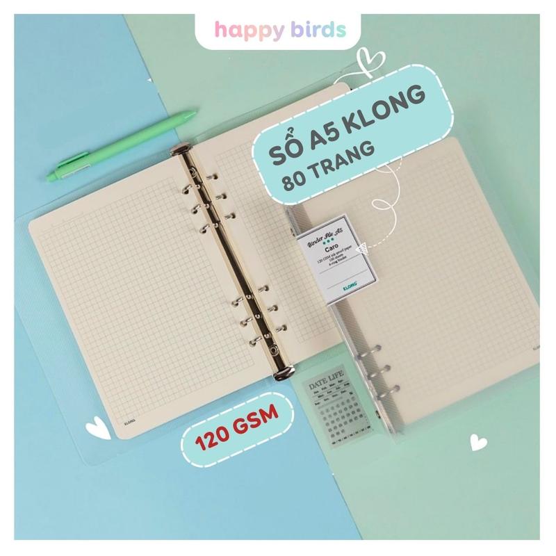 Sổ còng A5 80 trang Binder KLONG combo binder kèm ruột file planner bullet journal bìa trong làm sổ tay sổ gáy còng