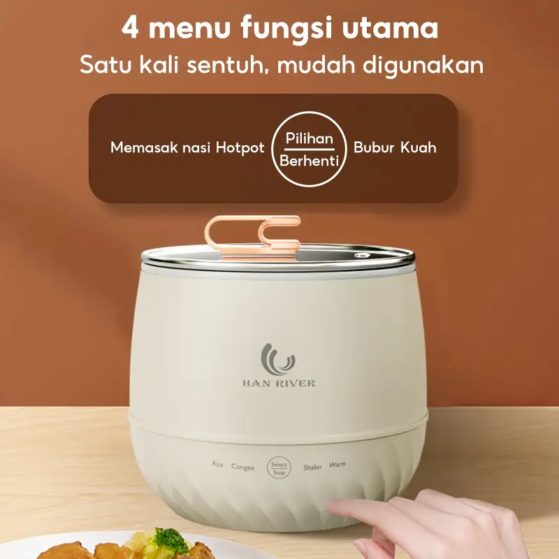 Han River Magic Com Mini Hrrc05Wt Rice Cooker Mini/Penanak Nasi 300Watt Original 3
