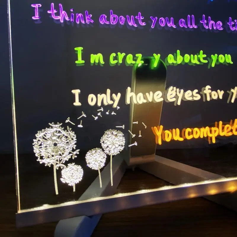 LED Message Board with 7 Colors Pen/Stand, Acrylic Board, Desktop Note Memo Illuminated Wordpad, Arts Doodle Notepad for Home School Office, Home Decor, Christmas Gift, Christmas Eve Box 5