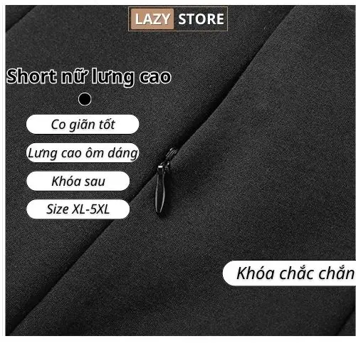 Quần short nữ Bigsize cỡ lớn lưng cao chất vải co giãn 4 chiều S1 Lazy Store 5