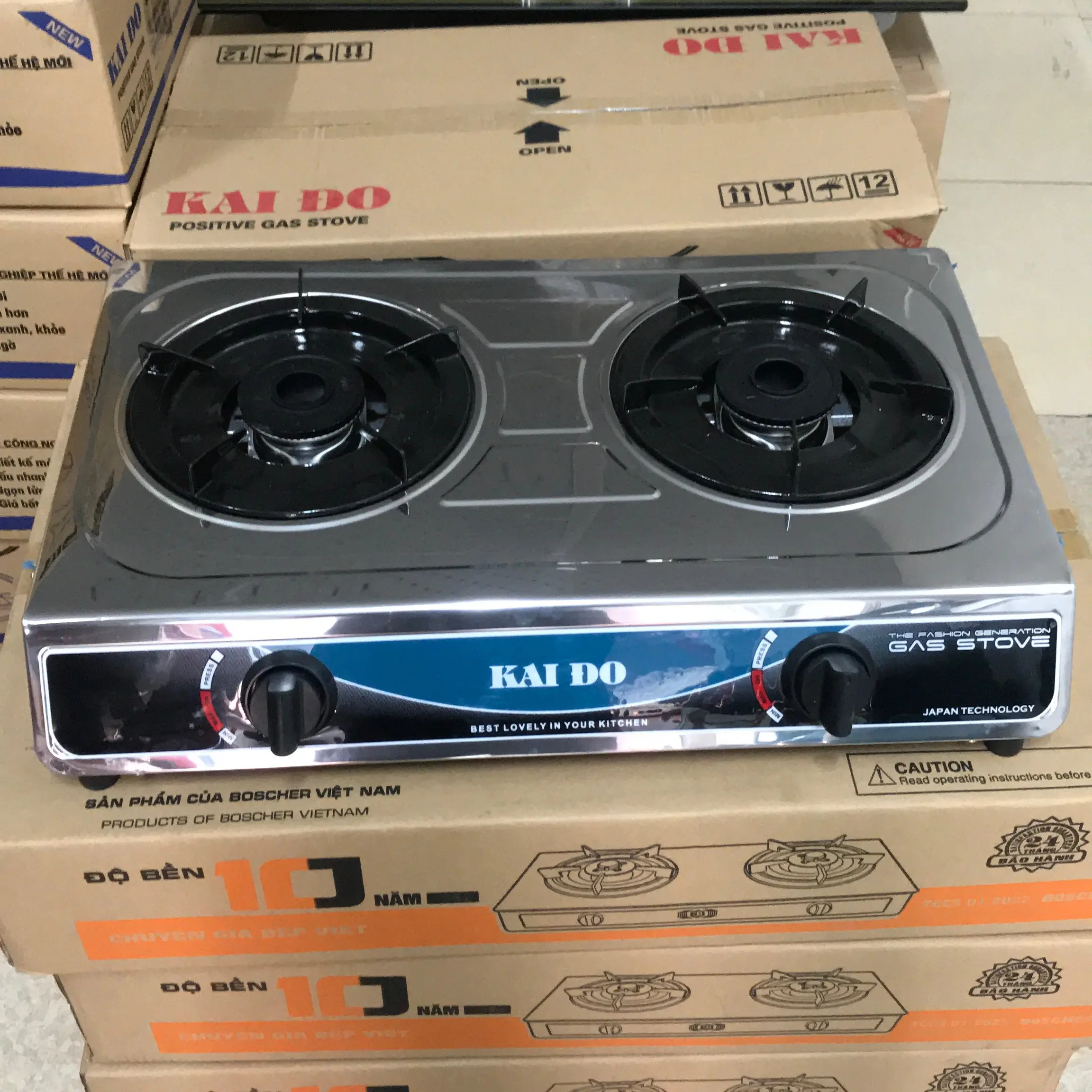 Bếp gas đôi[ mặt inox khung inox] cao cấp mâm chia lửa hợp  kim nhôm dày bếp bảo hành  24 tháng bếp  ga
