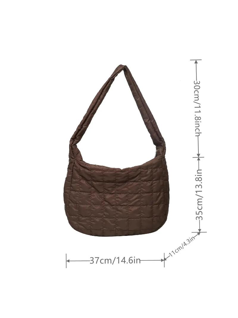 Product Introduction of Women's Solid Quilted Zip Shoulder Bag As Gift, Large Capacity Puffer Shoulder Bag, Minimalist Versatile Crossbody Bag for Daily Use 28