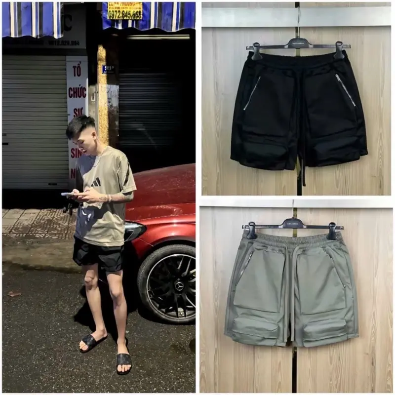 Quần Short QA68 chất liệu kaki dày dặn hoạ tiết mix túi hộp đơn giản hai màu