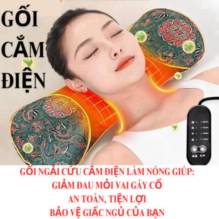 Gối Ngải Cứu Cắm Điện Làm ấm, Gối Massage Cổ Vai GáyThảo Dược Hương Thơm Thảo Mộc Tạo Cảm Giác Êm ái