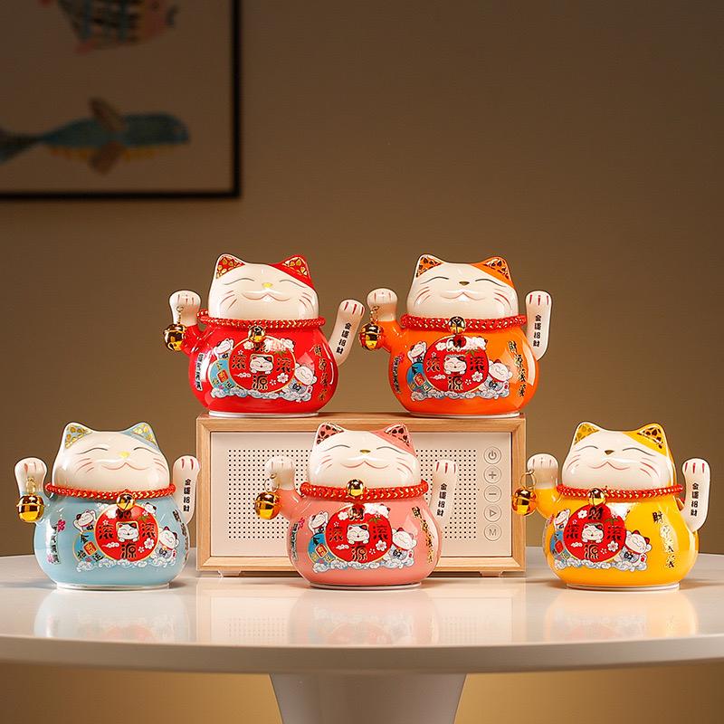 Mèo Vẫy Bằng Pin - Mèo Thần Tài Maneki Neko Kêu Gọi Khách Hũ Tiết Kiệm Trang Trí Nhà Cửa Quà Tặng Khai Trương Decor Decor Phòng 8