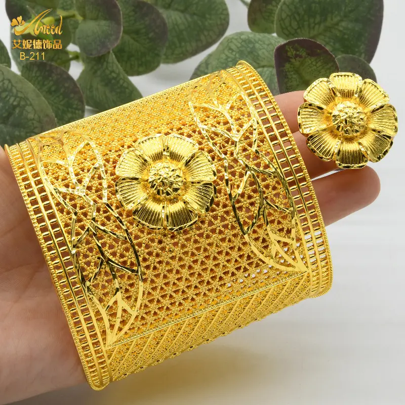 Nhẫn Vòng Tay Cưới Cô Dâu, Mạ Vàng 24K, Trang Trí Nhẫn Vòng Tay Lớn, Thích Hợp Cho Nữ Trung Đông Và Nữ Ban Nhạc, Làm Bằng Vàng Phù Sa 5